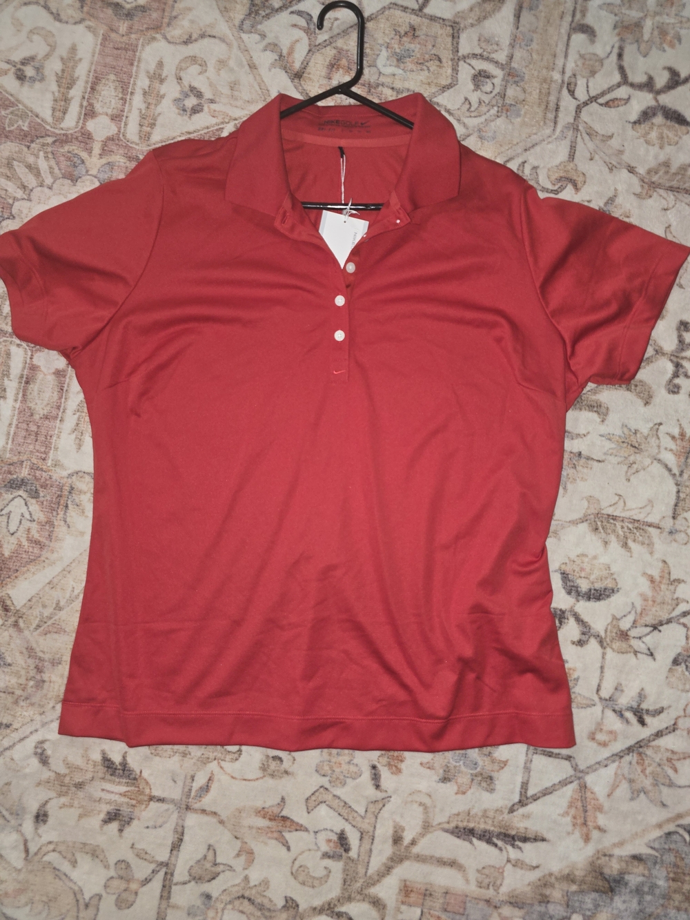 Nike Women's Red Button-Down Polo Shirt